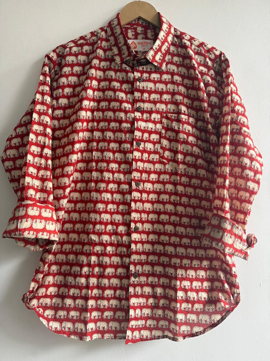 Elephant  Print Cotton Mens Full Sleeves Shirt - Ganesha Special