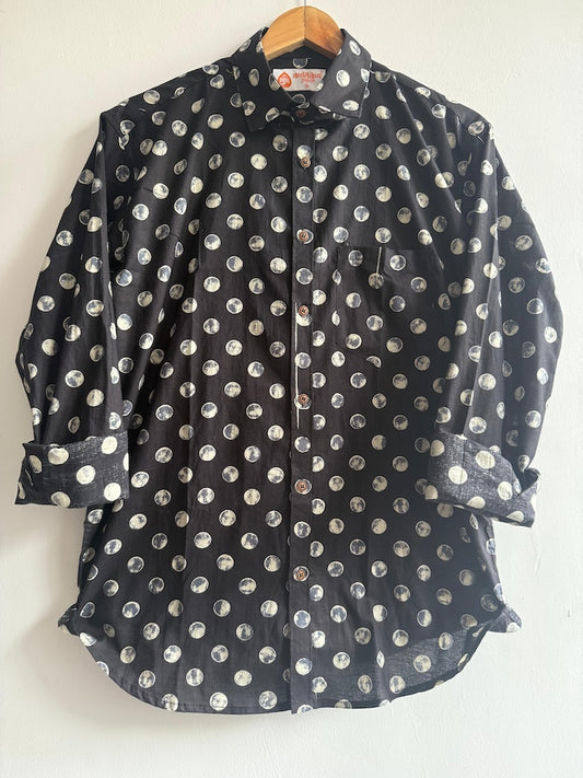 Party Wear Casual Cotton Mens Full Sleeves Shirt - Polka