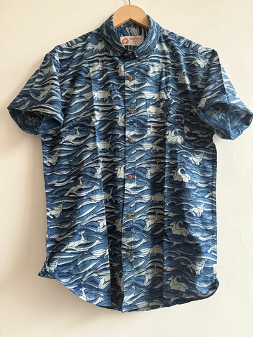 Natural Indigo Deer Print Men's Shirt