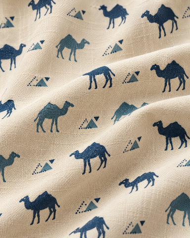 Camel Hand Block Printed Men' Shirt Full Sleeves