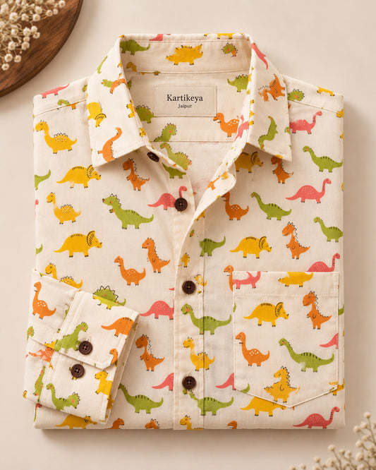 Dino Print Full Sleeve Shirt for Men