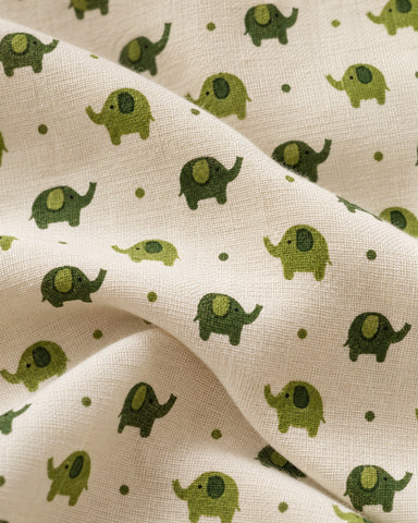 Green Elephant Hand Block Printed Men's Shirt Full Sleeves