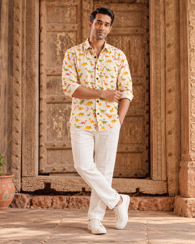Dino Print Full Sleeve Shirt for Men
