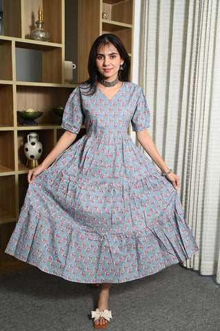 Hand Block Printed One  Piece Dress