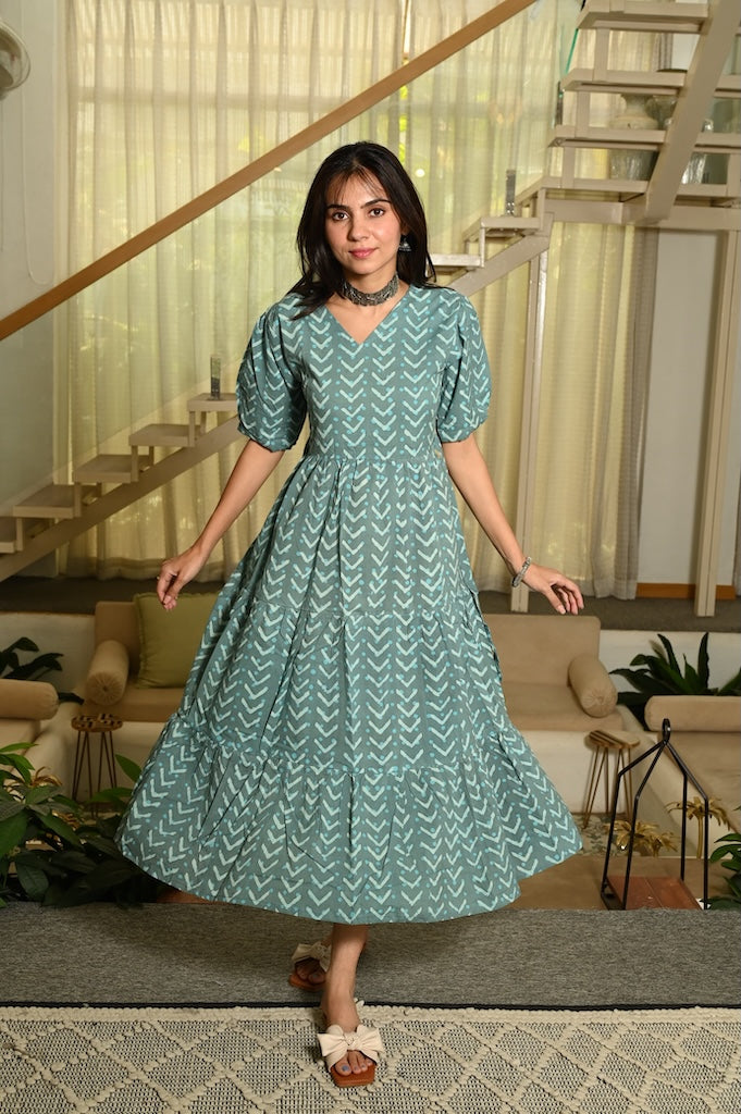 Hand Block Printed One  Piece Dress