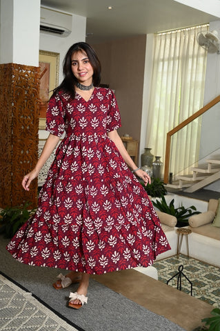 Hand Block Printed One  Piece Dress