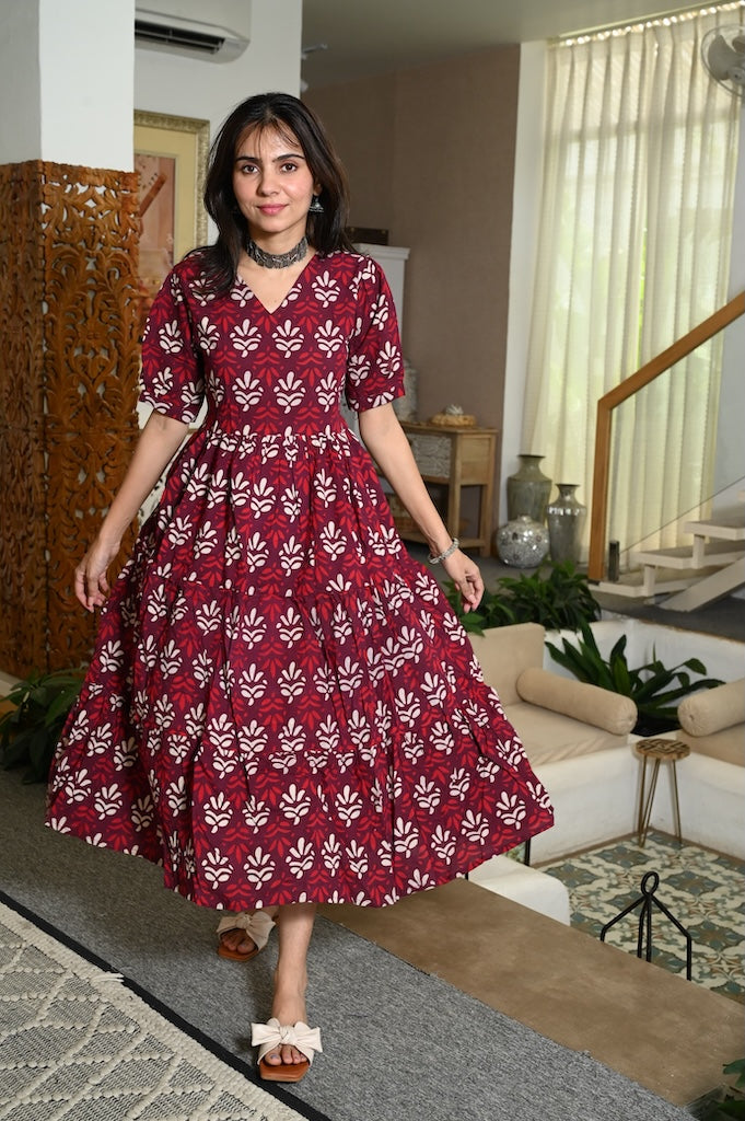 Hand Block Printed One  Piece Dress