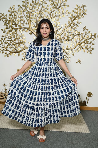 Hand Block Printed One  Piece Dress