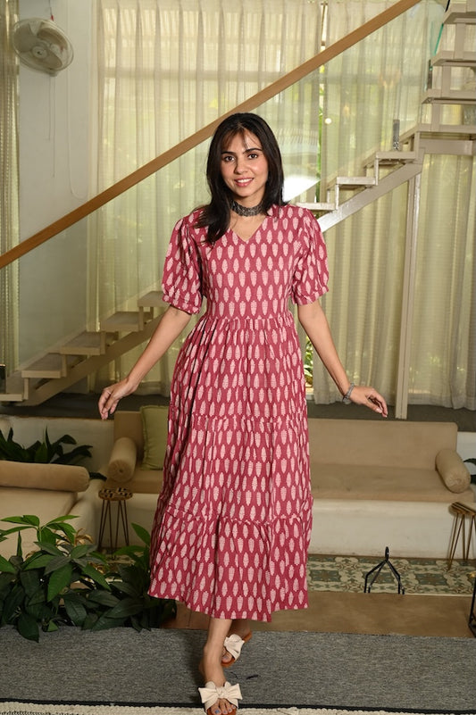Hand Block Printed One  Piece Dress