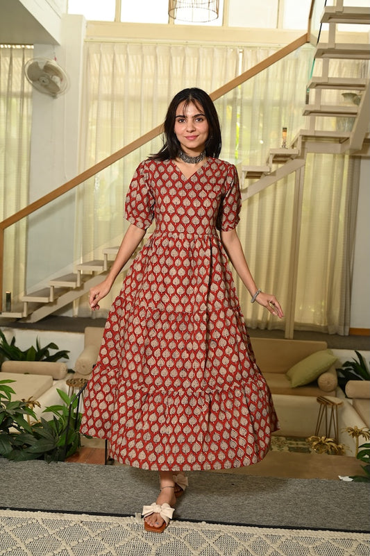 Hand Block Printed One  Piece Dress