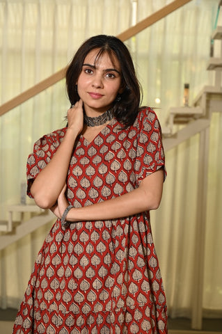Hand Block Printed One  Piece Dress