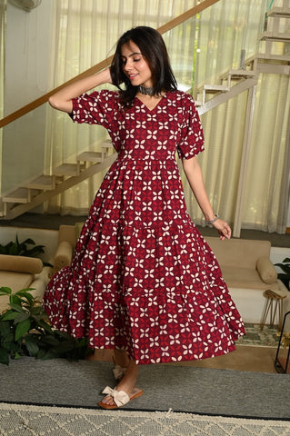 Hand Block Printed One  Piece Dress