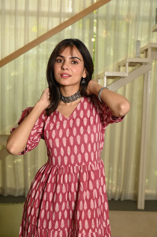 Hand Block Printed One  Piece Dress
