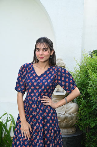 Hand Block Printed One  Piece Dress