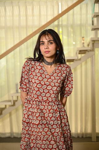 Hand Block Printed One  Piece Dress