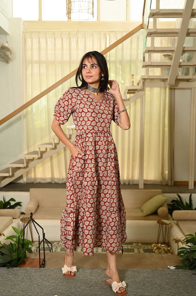 Hand Block Printed One  Piece Dress