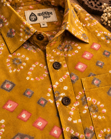 Cotton Half Sleeve Bandhej Print Shirt for Men - Festive Edit