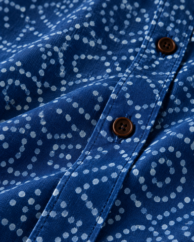 Classic Bandhani Print Indigo Full Sleeves Cotton Shirt for Women