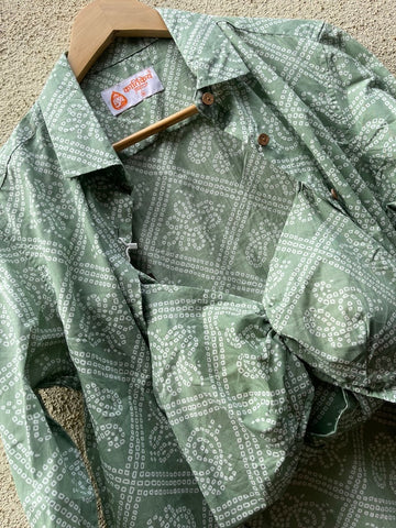 Bandhej Print Shirt & Bralette Combo Set - Oversized
