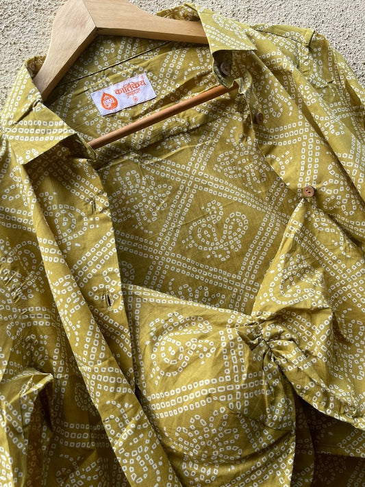 Bandhej Print Shirt & Bralette Combo Set - Oversized
