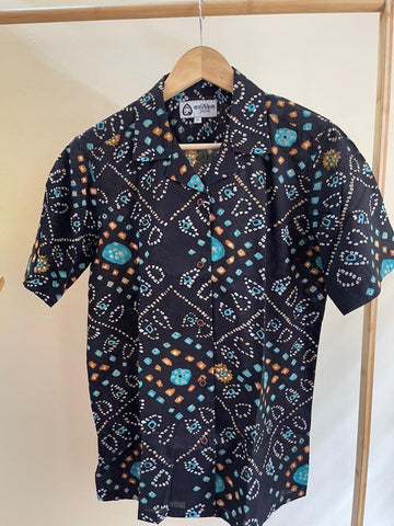 Oversized Bandhej Print Cuban Shirt For Womens