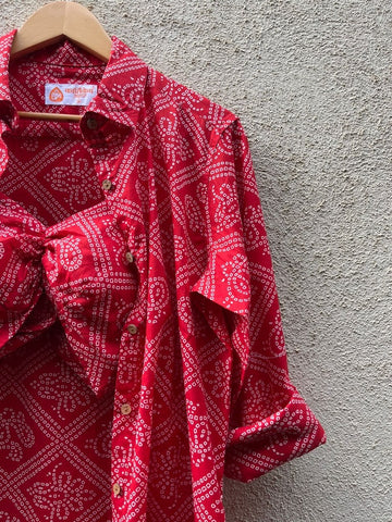Bandhej Print Shirt & Bralette Combo Set - Oversized