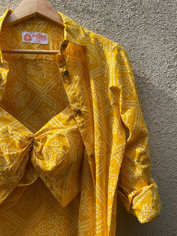 Bandhej Print Shirt & Bralette Combo Set - Oversized