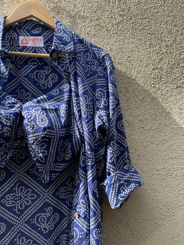 Bandhej Print Shirt & Bralette Combo Set - Oversized