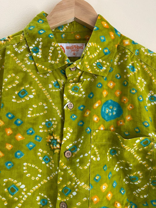 Traditional Bandhani Print F/S Shirt for Men - Festive Edit