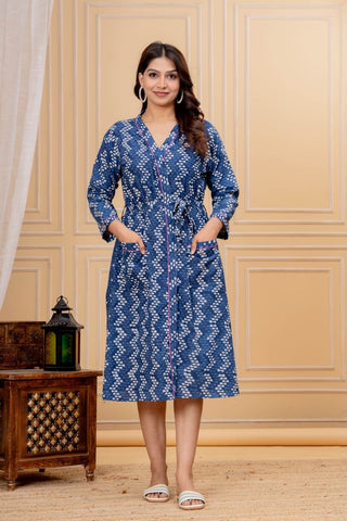 Block Printed Cotton Bathrobe