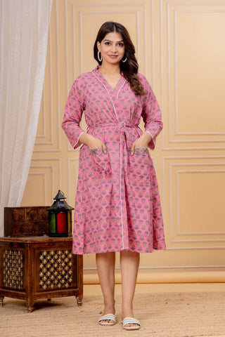 Block Printed Cotton Bathrobe