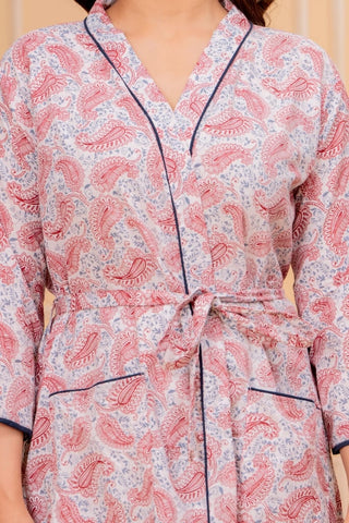 Block Printed Cotton Bathrobe