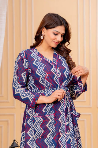 Block Printed Cotton Bathrobe