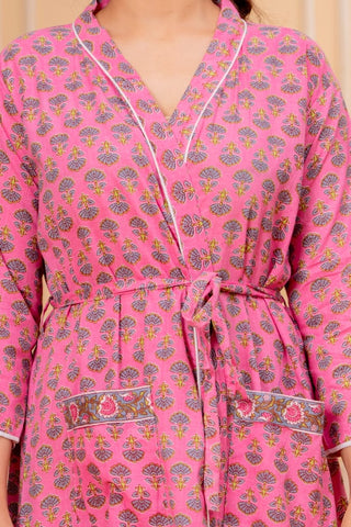Block Printed Cotton Bathrobe
