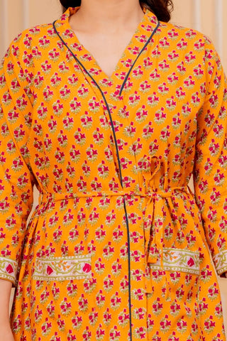 Block Printed Cotton Bathrobe