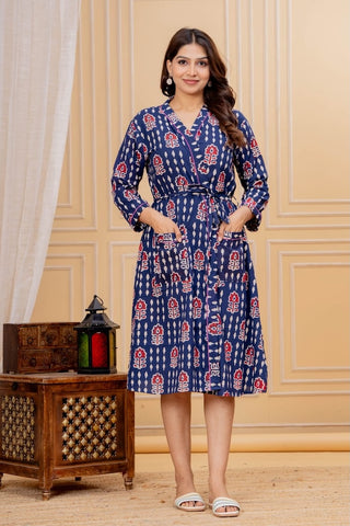 Block Printed Cotton Bathrobe