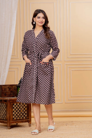 Block Printed Cotton Bathrobe
