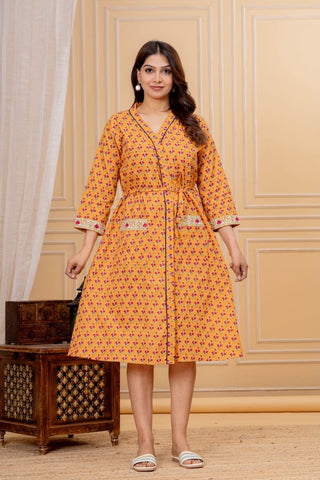 Block Printed Cotton Bathrobe