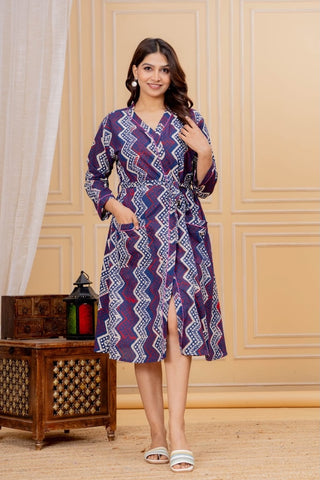 Block Printed Cotton Bathrobe