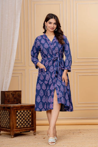 Block Printed Cotton Bathrobe