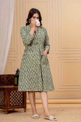 Block Printed Cotton Bathrobe