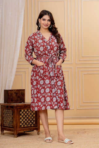Block Printed Cotton Bathrobe