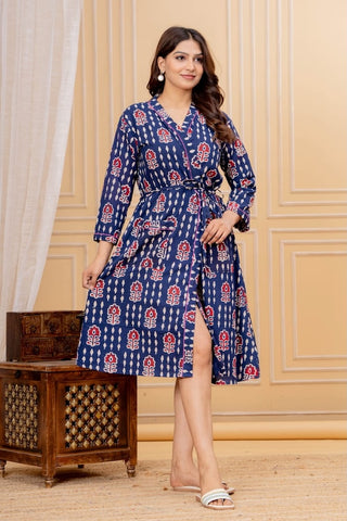Block Printed Cotton Bathrobe