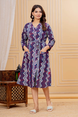 Block Printed Cotton Bathrobe