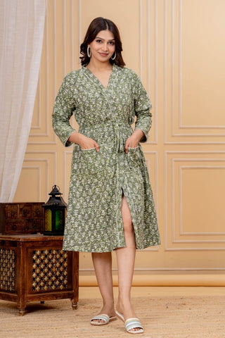 Block Printed Cotton Bathrobe