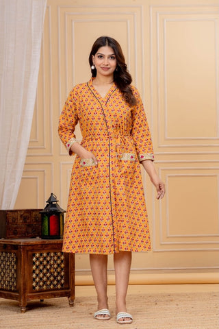 Block Printed Cotton Bathrobe