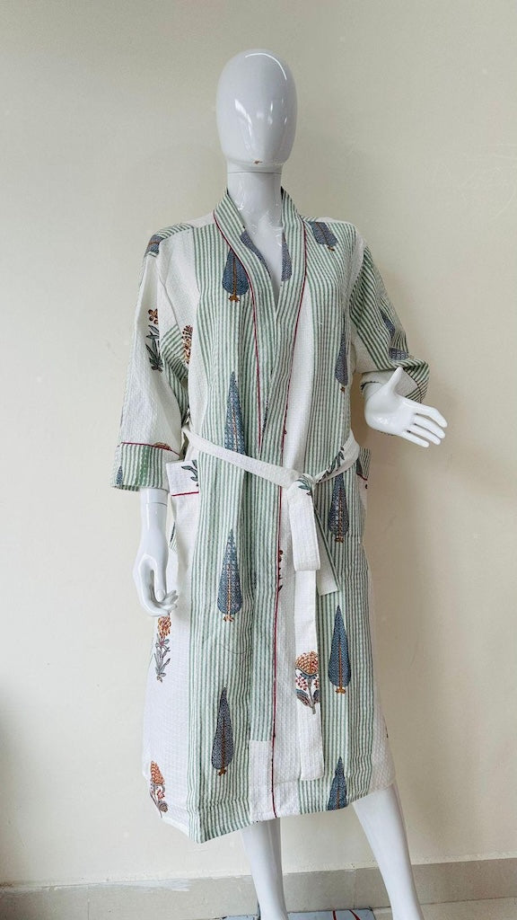 Block Printed Cotton Bathrobe