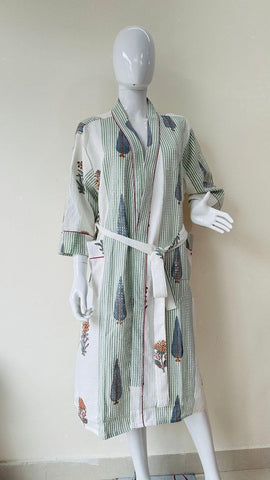 Block Printed Cotton Bathrobe