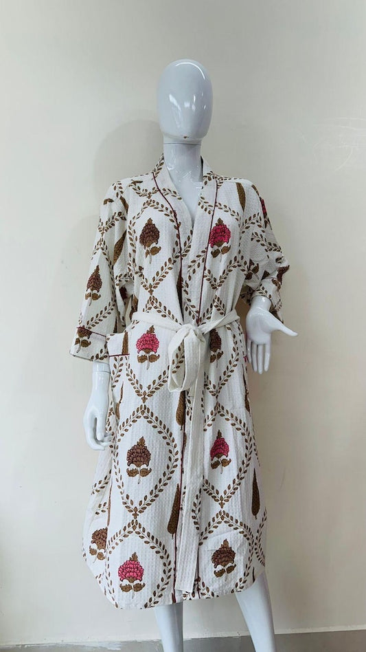 Block Printed Cotton Bathrobe
