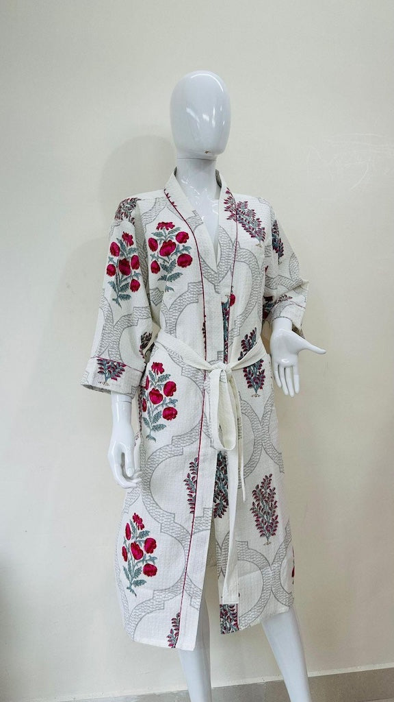 Block Printed Cotton Bathrobe